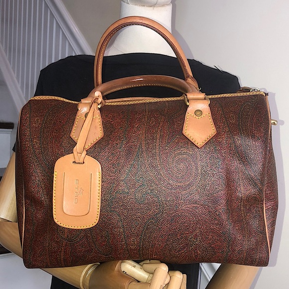 W ETRO MILANO Red Paisley Speedy 20 Small Boston Travel Tote Bag Lock and 2 Keys - Picture 17 of 17